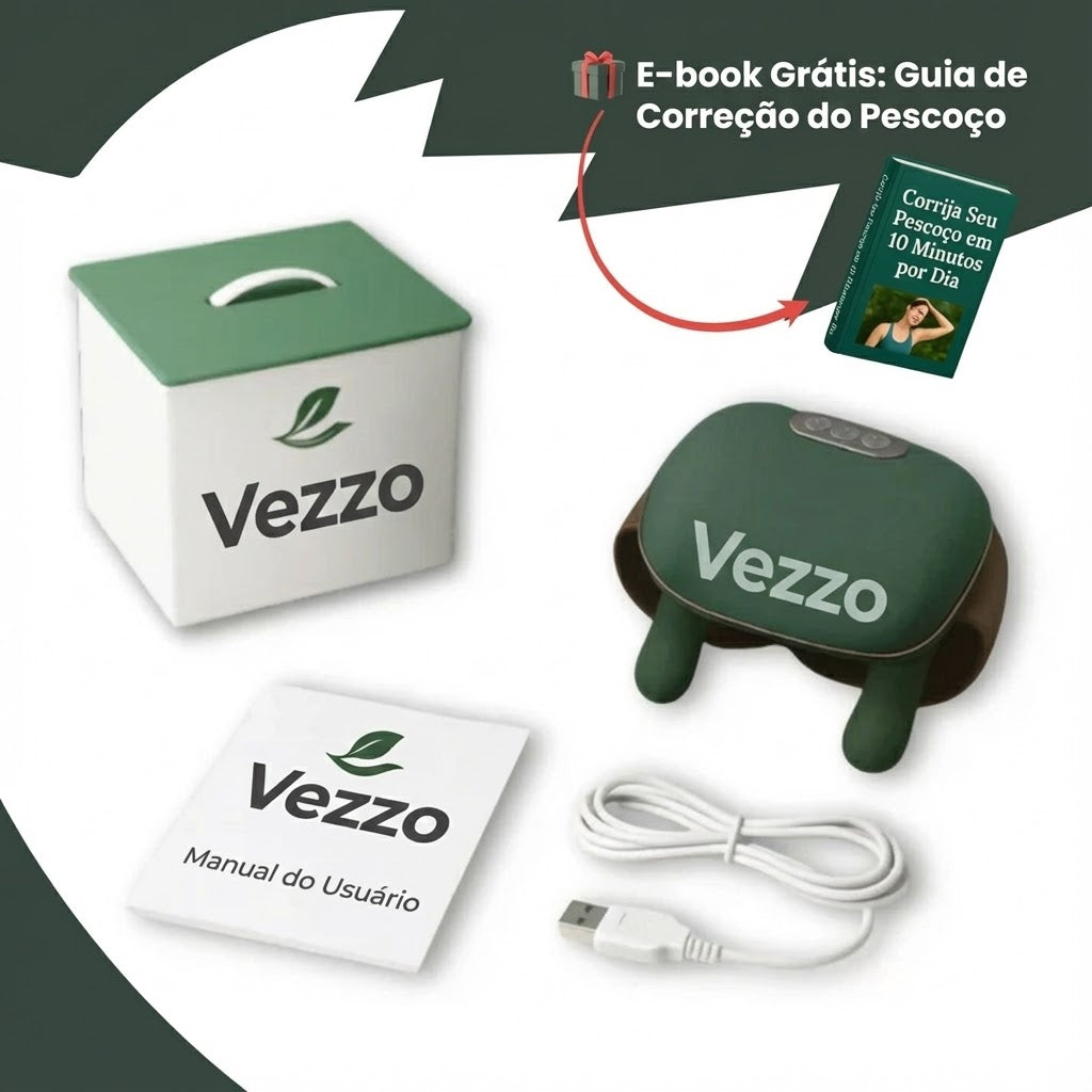 Massageador elétrico Vezzo™ para pescoço e costas com função de aquecimento.