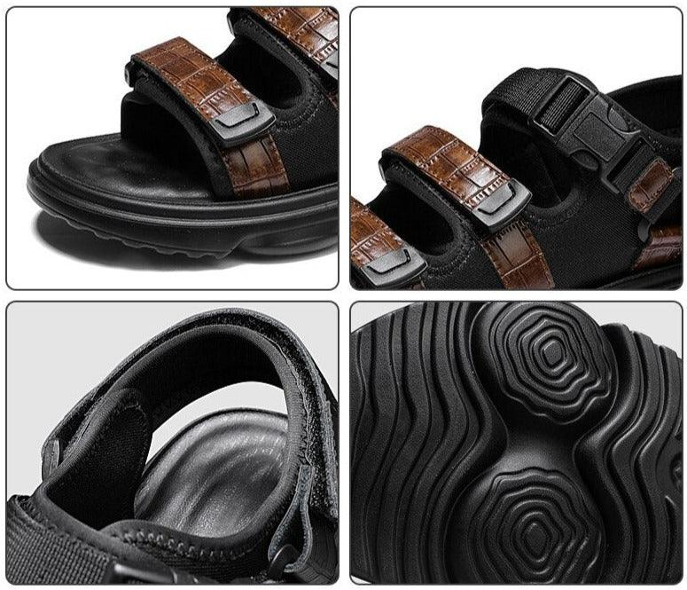 Sandália em Couro Nobre com Amortecedor Traseiro