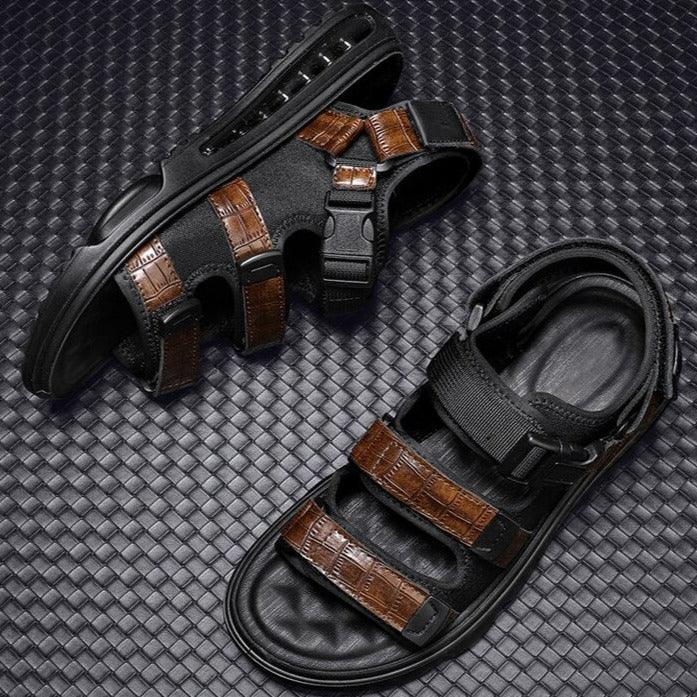 Sandália em Couro Nobre com Amortecedor Traseiro