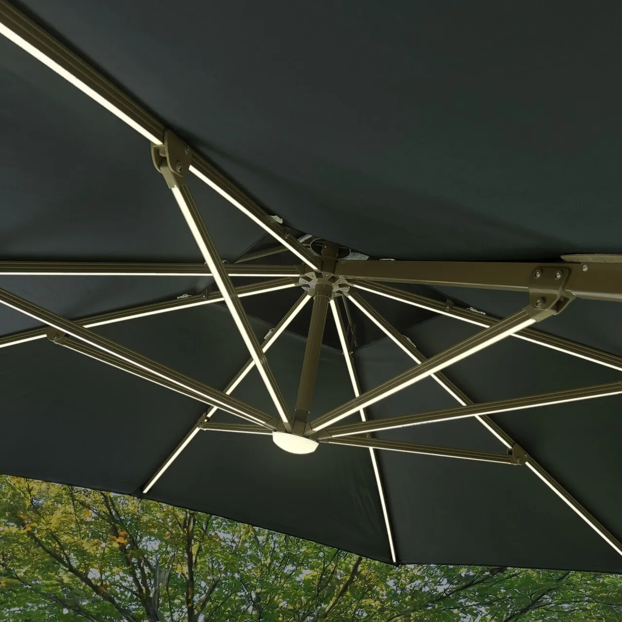 Ombrelone Guarda Sol Gold Led Alumínio C/ Base 130 L