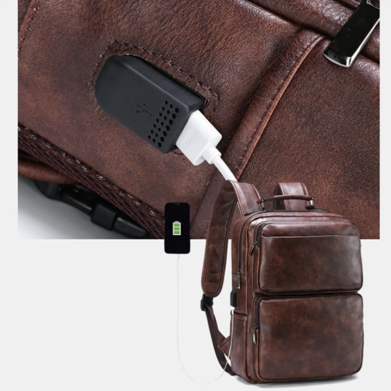 Mochila Masculina em Couro Nobre - Caspian Bag