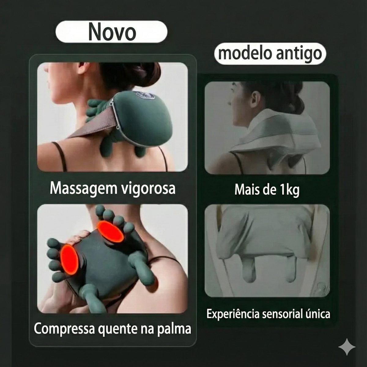 Massageador elétrico Vezzo™ para pescoço e costas com função de aquecimento.