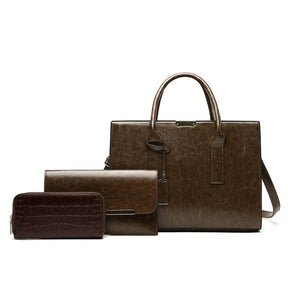 Conjunto Feminino em Couro Bolsa + 2 Carteira - Premium Bags