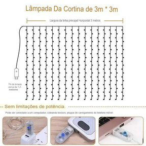 Pisca Pisca Cortina de Led Natalina