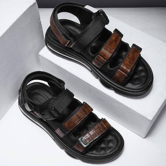 Sandália em Couro Nobre com Amortecedor Traseiro